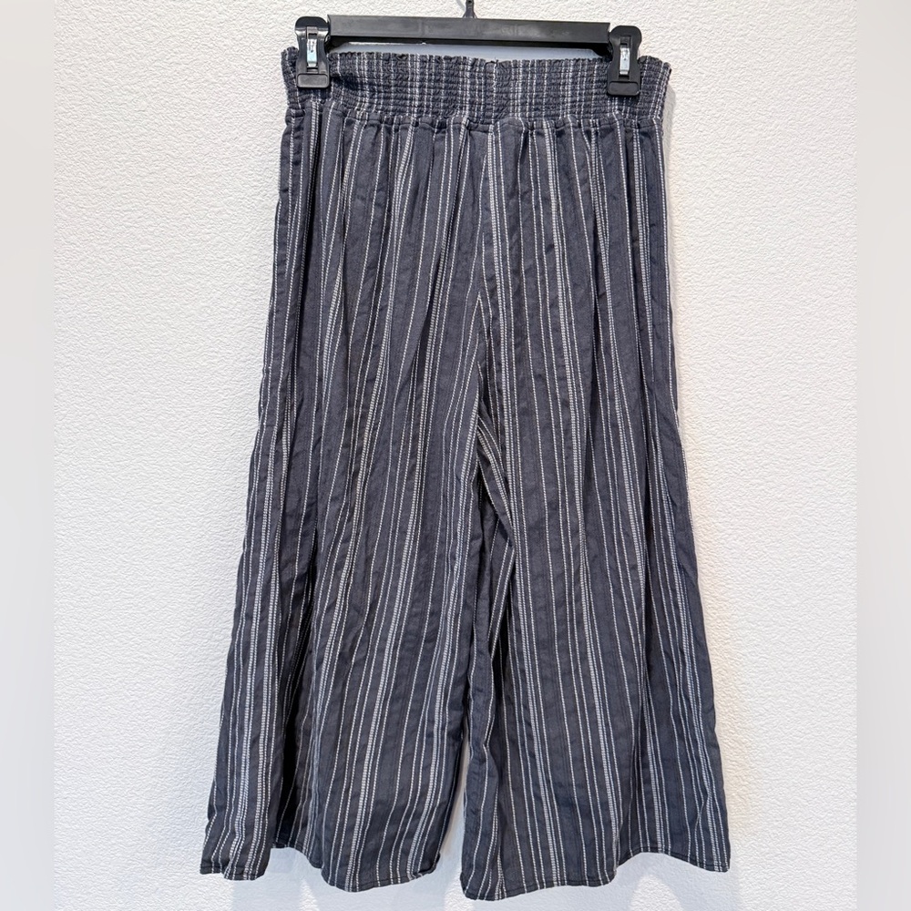 Given Kale Striped Wide Leg Pants M Smocked Waist Boho Coastal Grandmacore - Picture 5 of 11